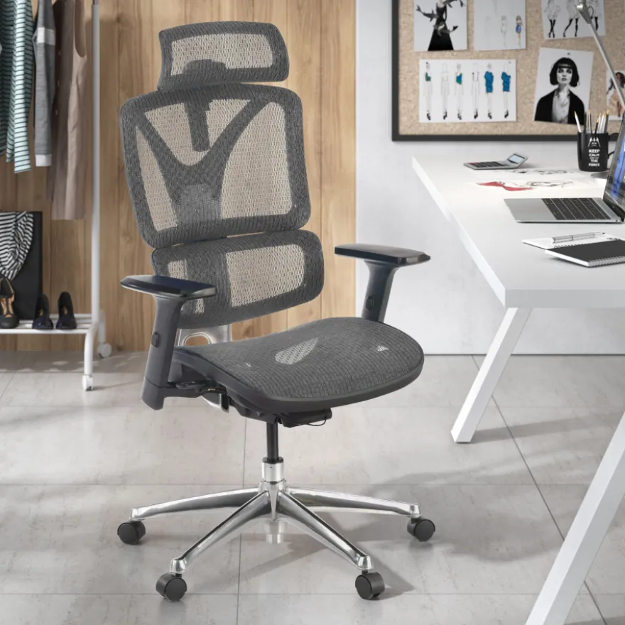 Sedia Ergonomica Focus, Struttura in alluminio, Schienale Regolabile