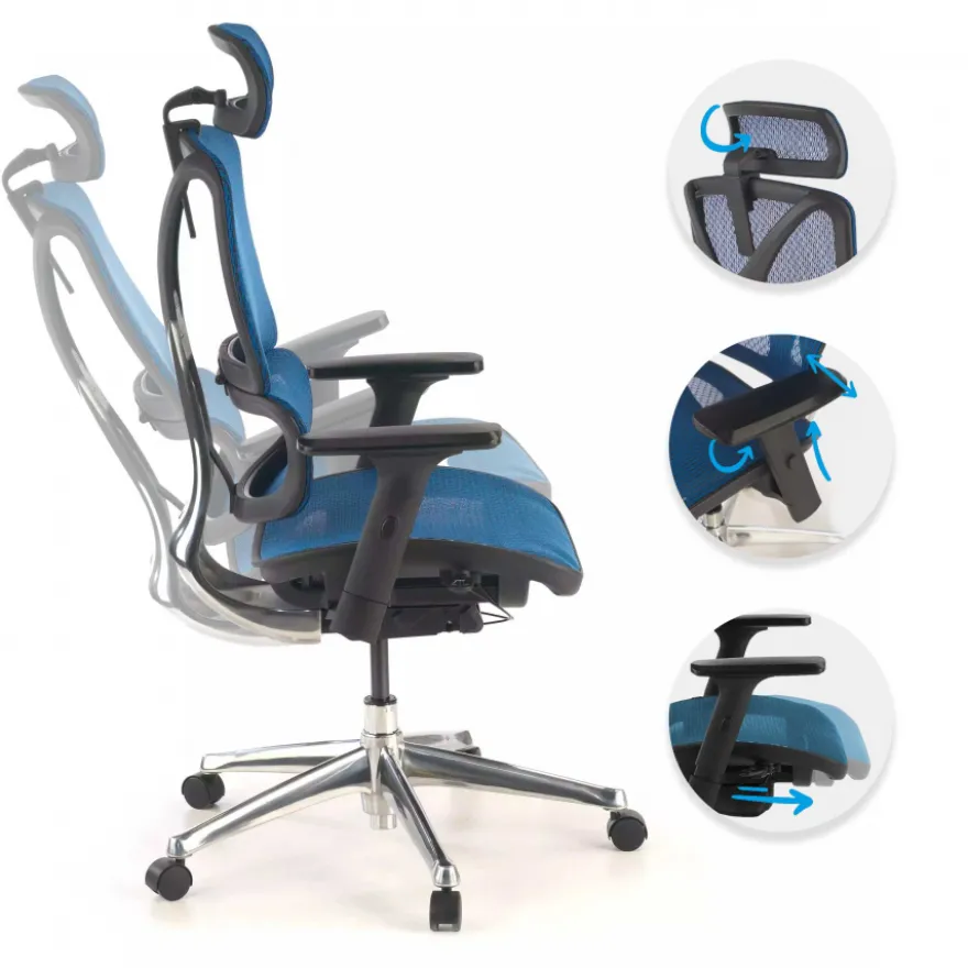 Sedia Ergonomica Focus, Struttura in alluminio, Schienale Regolabile