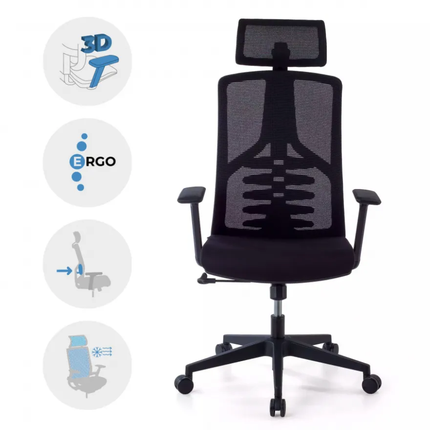 Sedia Ergonomica Quick, schienale bionico, braccioli regolabili