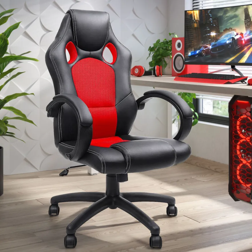 Sedia gaming Racer, design sportivo, imbottita