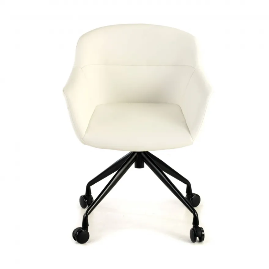 Sedia Girevole Ores, con ruote, Design Moderno, Pelle