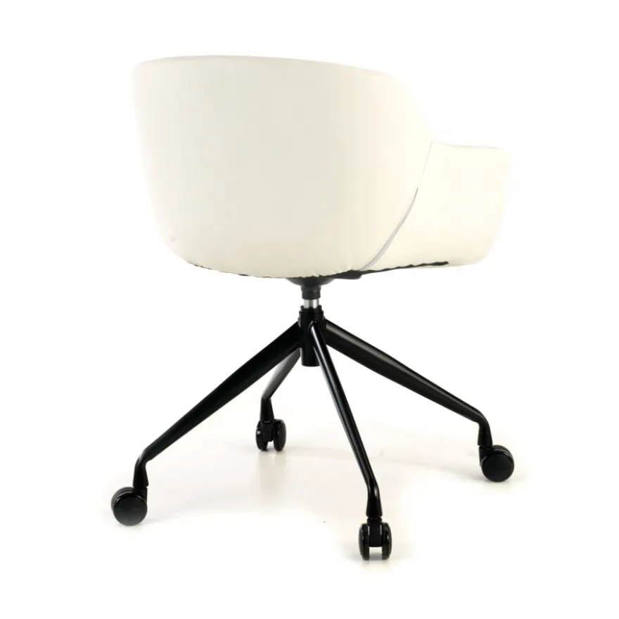 Sedia Girevole Ores, con ruote, Design Moderno, Pelle