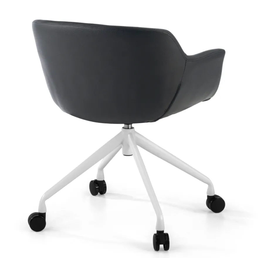 Sedia Girevole Ores, con ruote, Design Moderno, Pelle