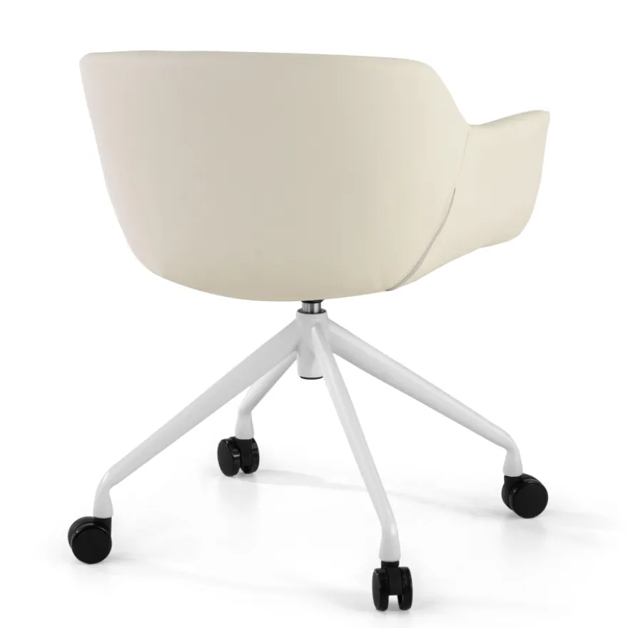 Sedia Girevole Ores, con ruote, Design Moderno, Pelle