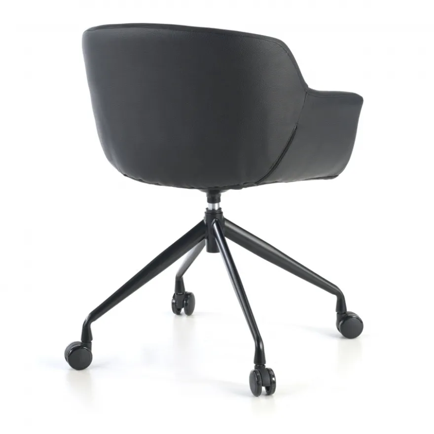 Sedia Girevole Ores, con ruote, Design Moderno, Pelle