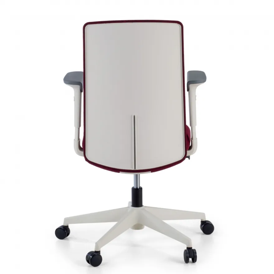 Sedia Girevole Sheryl white, braccioli regolabili, rivestita