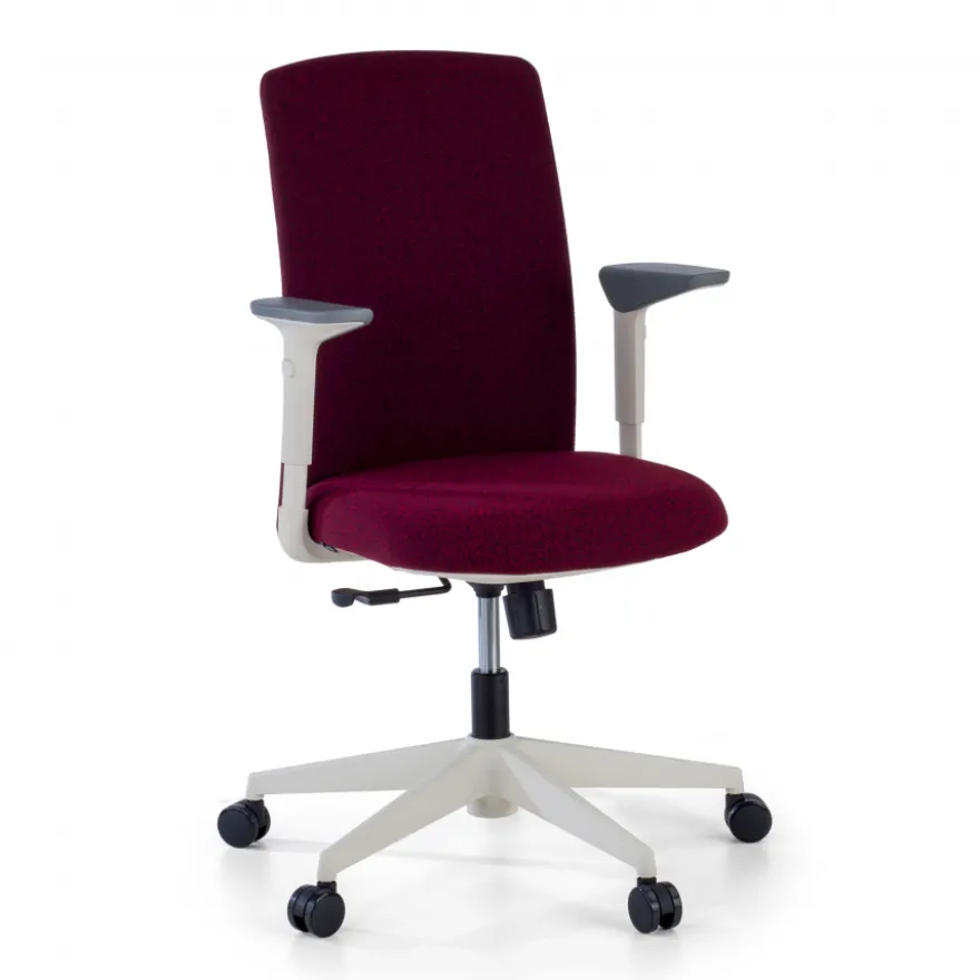Sedia Girevole Sheryl white, braccioli regolabili, rivestita