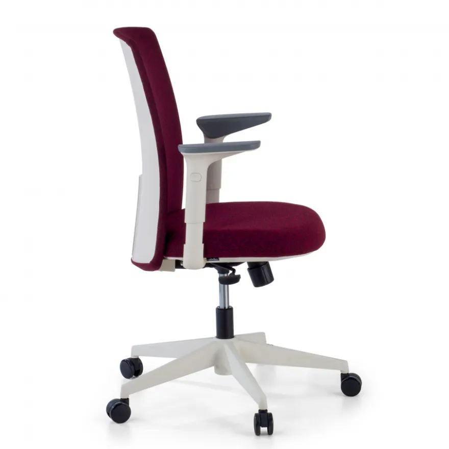 Sedia Girevole Sheryl white, braccioli regolabili, rivestita