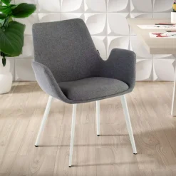 Sedia Ospiti Glamm, 4 gambe, braccioli imbottiti, struttura metallica