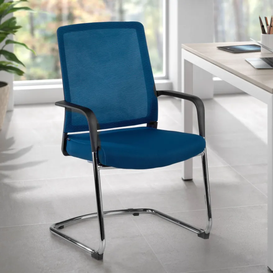 Sedia Ospiti Ufficio Bali, schienale in rete ergonomico