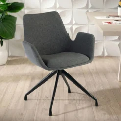 Sedia per Riunioni Glamm, imbottitura generosa, gambe in nero grafite