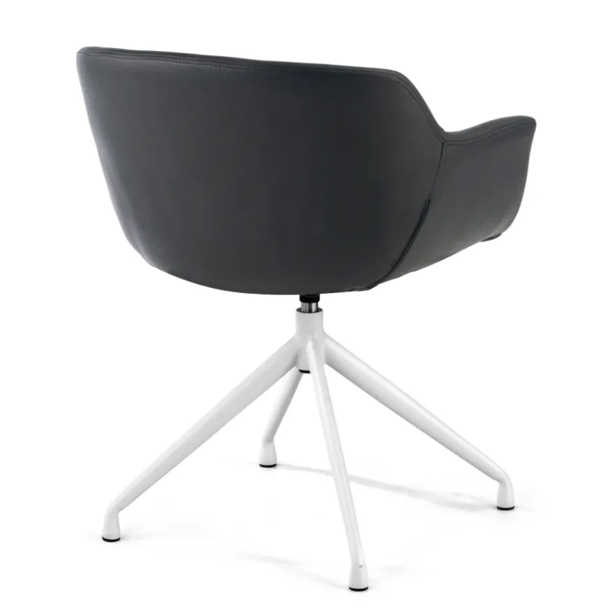 Sedia Riunione Ores, base piramidale, ottime finiture, ecopelle