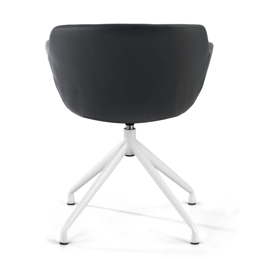 Sedia Riunione Ores, base piramidale, ottime finiture, ecopelle
