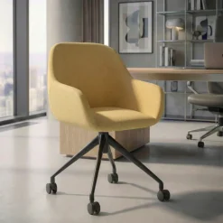 Sedia riunioni con ruote Greta, base in alluminio