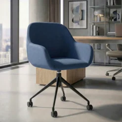 Sedia riunioni con ruote Greta, base in alluminio