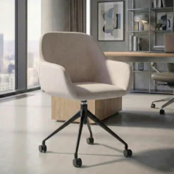Sedia riunioni con ruote Greta, base in alluminio