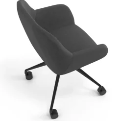 Sedia riunioni con ruote Greta, base in alluminio