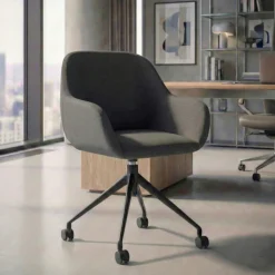 Sedia riunioni con ruote Greta, base in alluminio