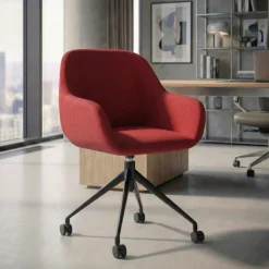 Sedia riunioni con ruote Greta, base in alluminio