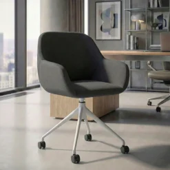 Sedia riunioni con ruote Greta, base in alluminio