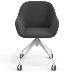 Sedia riunioni con ruote Greta, base in alluminio
