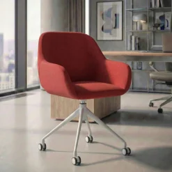 Sedia riunioni con ruote Greta, base in alluminio