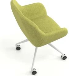 Sedia riunioni con ruote Greta, base in alluminio