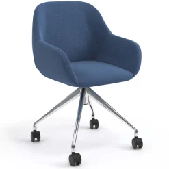 Sedia riunioni con ruote Greta, base in alluminio