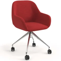 Sedia riunioni con ruote Greta, base in alluminio