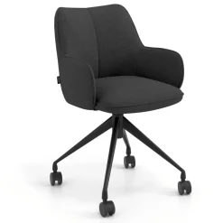 Sedia riunioni con ruote Nora, base in alluminio