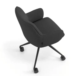 Sedia riunioni con ruote Nora, base in alluminio
