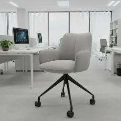 Sedia riunioni con ruote Nora, base in alluminio