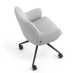 Sedia riunioni con ruote Nora, base in alluminio