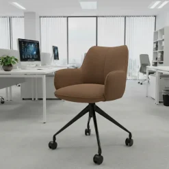 Sedia riunioni con ruote Nora, base in alluminio