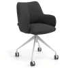 Sedia riunioni con ruote Nora, base in alluminio
