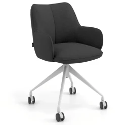 Sedia riunioni con ruote Nora, base in alluminio