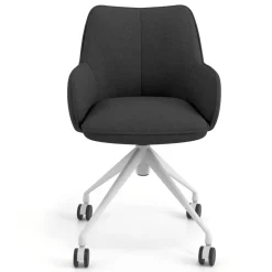 Sedia riunioni con ruote Nora, base in alluminio