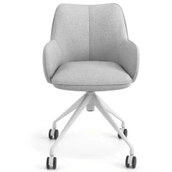 Sedia riunioni con ruote Nora, base in alluminio
