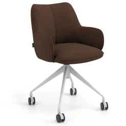 Sedia riunioni con ruote Nora, base in alluminio