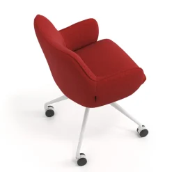 Sedia riunioni con ruote Nora, base in alluminio