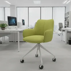 Sedia riunioni con ruote Nora, base in alluminio