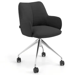 Sedia riunioni con ruote Nora, base in alluminio