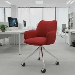 Sedia riunioni con ruote Nora, base in alluminio