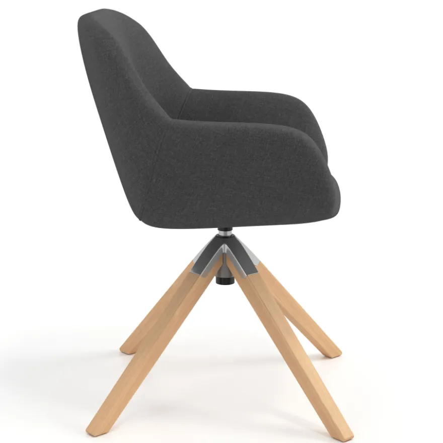 Sedia riunioni Greta, base in legno girevole