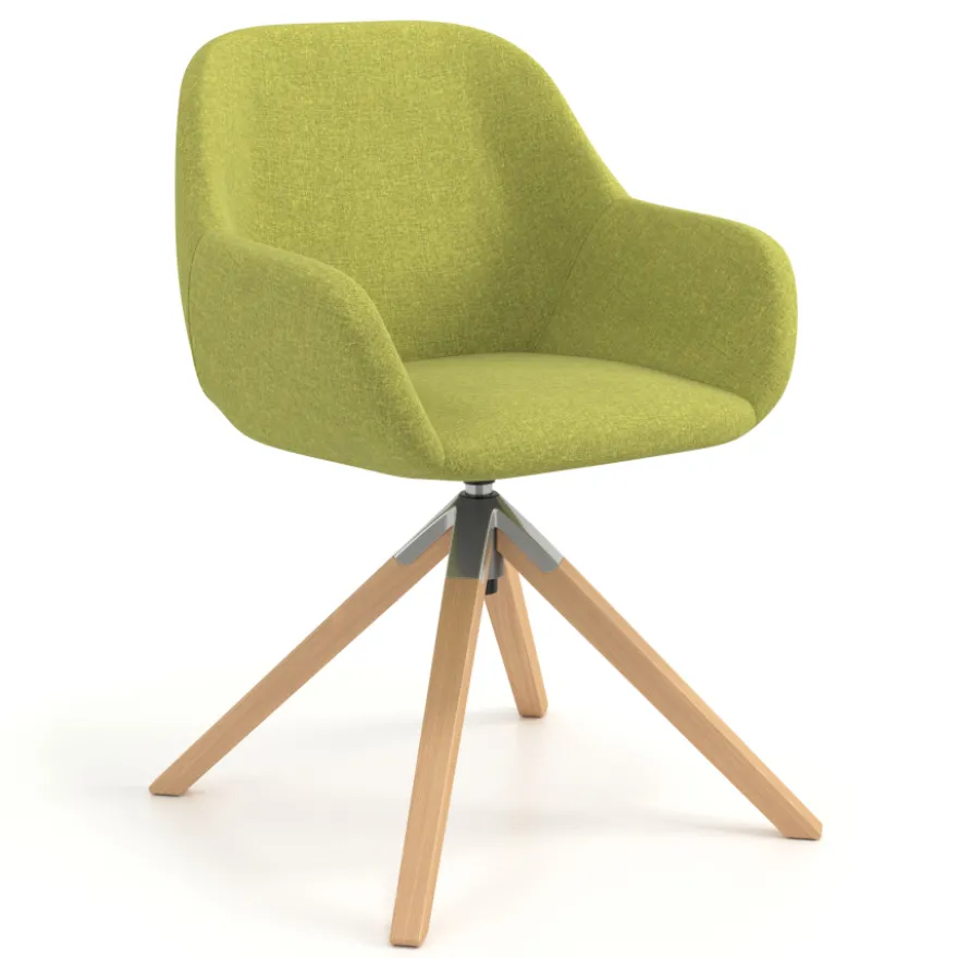 Sedia riunioni Greta, base in legno girevole