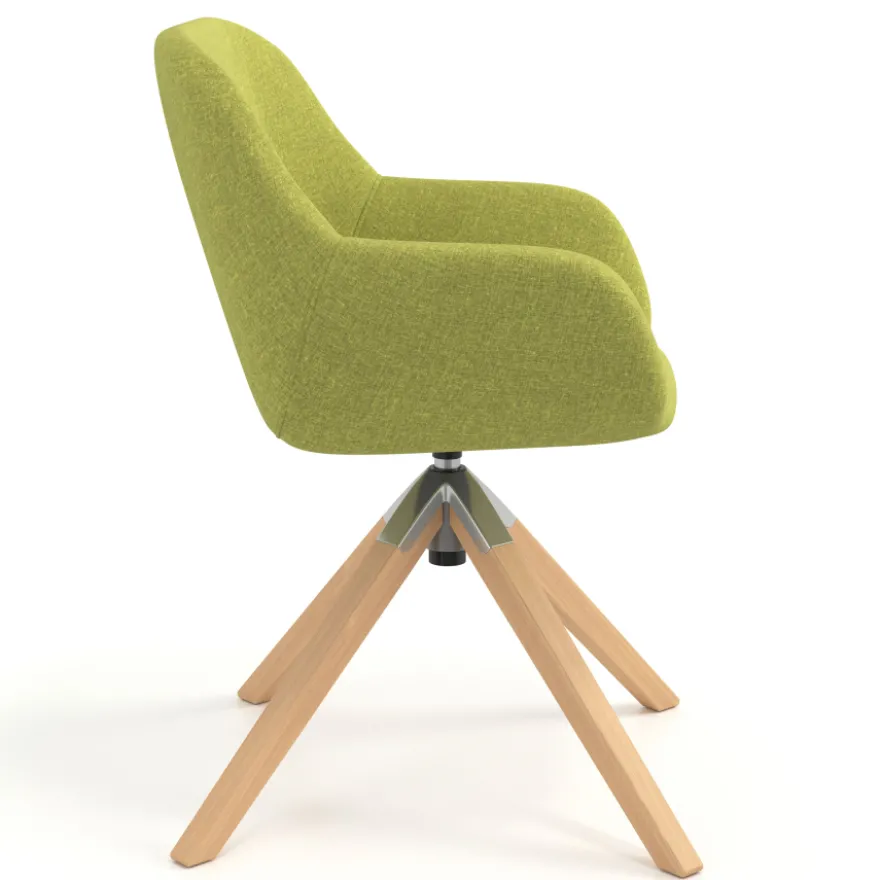 Sedia riunioni Greta, base in legno girevole