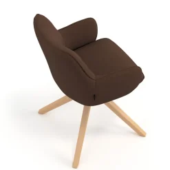 Sedia riunioni Nora, base in legno girevole