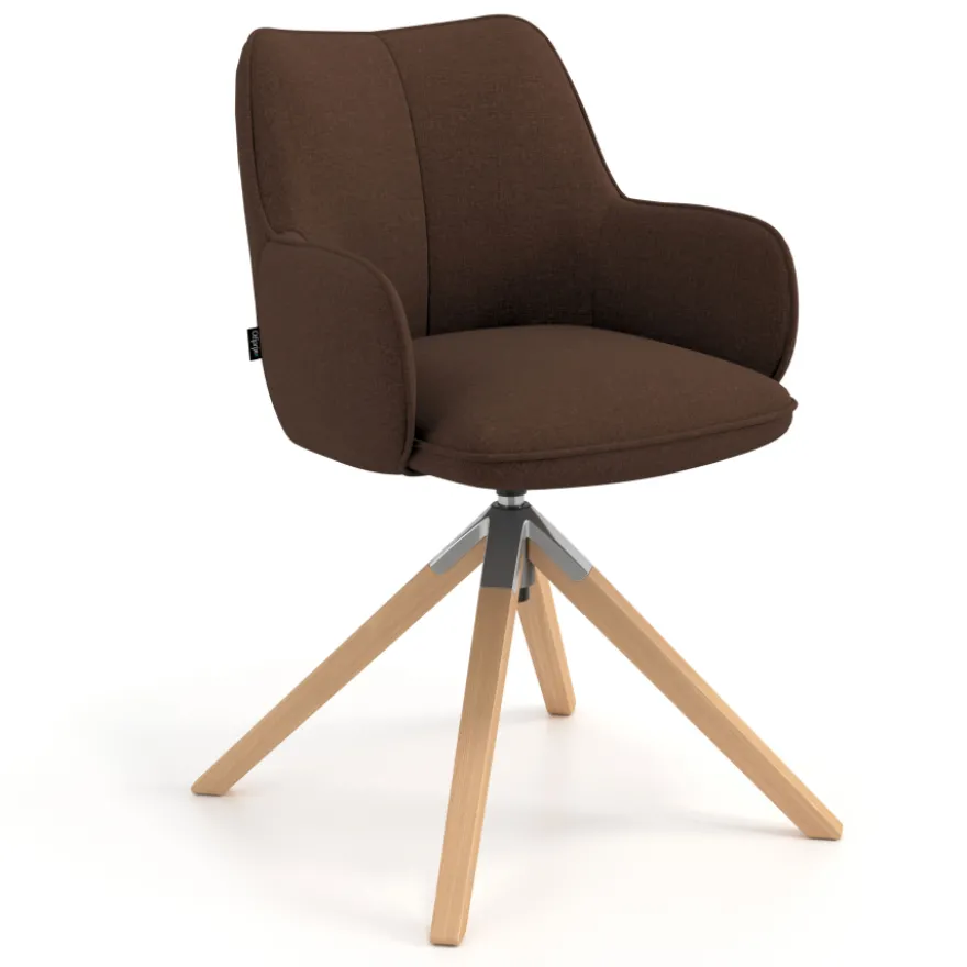 Sedia riunioni Nora, base in legno girevole