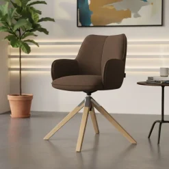 Sedia riunioni Nora, base in legno girevole