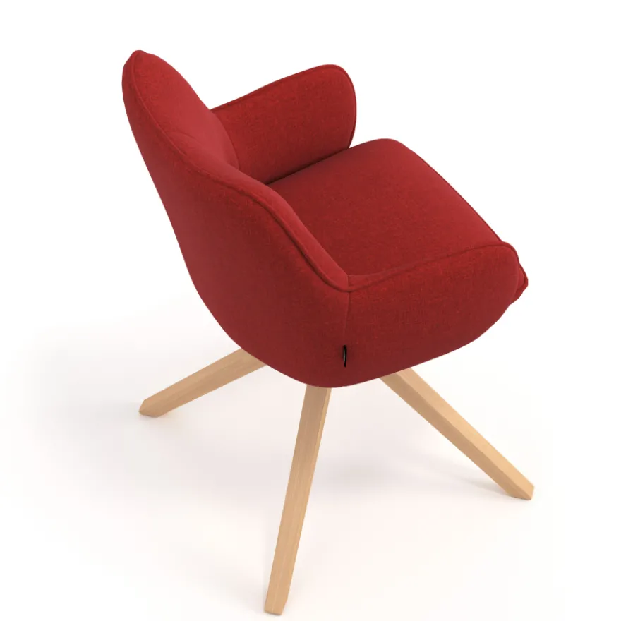 Sedia riunioni Nora, base in legno girevole